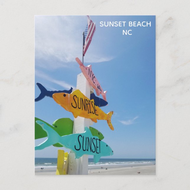 Sunset Beach Pier North Carolina Reisen Postkarte (Vorderseite)
