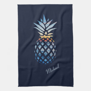 Sunset Beach Pineapa Custom Geschirrtuch