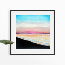Sunset Beach Pink Blue Art Print