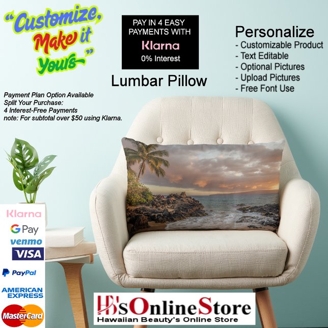 Sunset Beach Polyester Lumbar Coussin 12 (Sunset Beach Polyester Lumbar Pillow 12.)