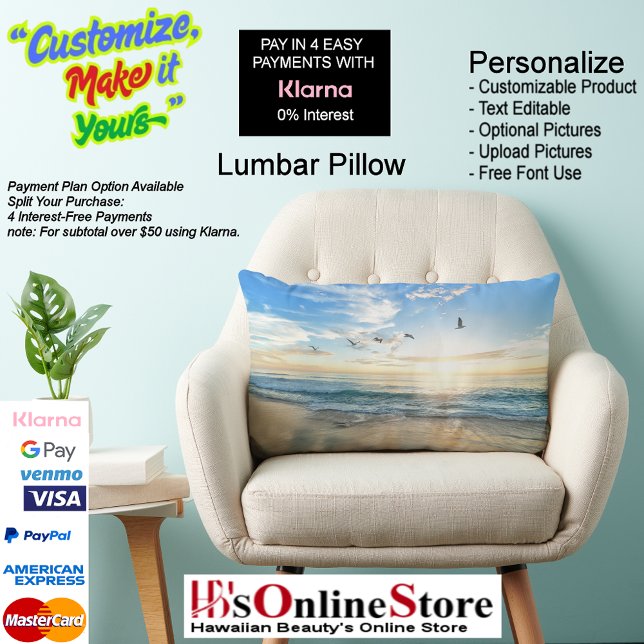 Sunset Beach Polyester Lumbar Coussin 15 (Sunset Beach Polyester Lumbar Pillow 15.)