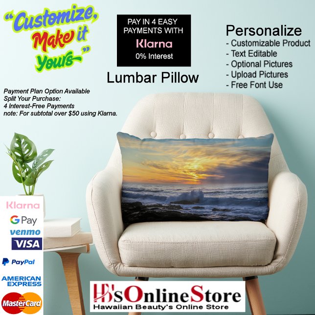 Sunset Beach Polyester Lumbar Coussin 33 (Sunset Beach Polyester Lumbar Pillow 33.)