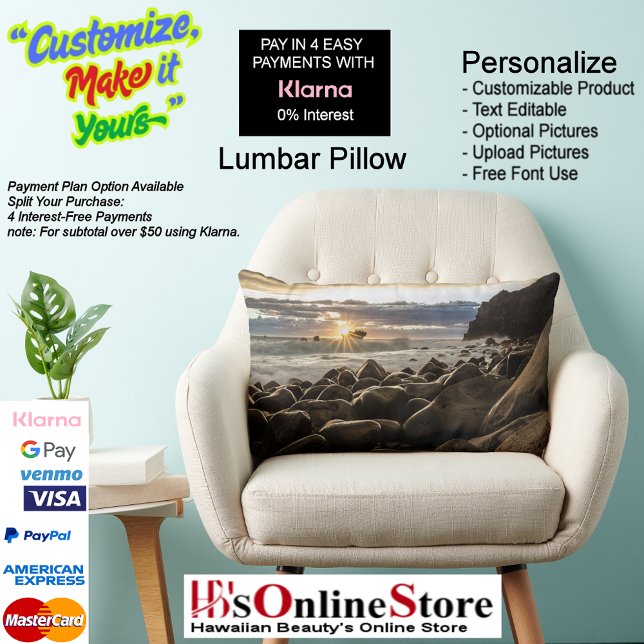 Sunset Beach Polyester Lumbar Coussin 35 (Sunset Beach Polyester Lumbar Pillow 35.)