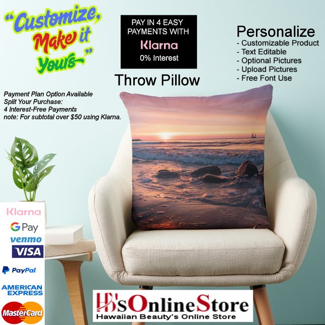 Sunset Beach Polyester Lumbar Pillow 37 Kissen (Sunset Beach Square Polyester Large Pillow 37.)