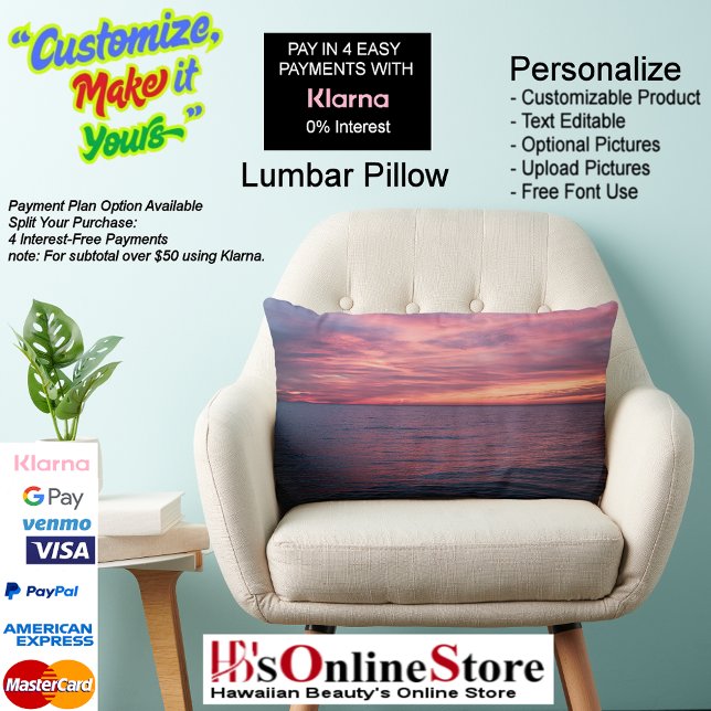 Sunset Beach Polyester Lumbar Pillow 49 Lendenkissen (Sunset Beach Polyester Lumbar Pillow 49.)