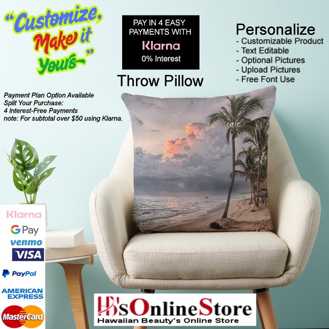 Sunset Beach Polyester Throw Kissen 9 (Sunset Beach Square Polyester Large Pillow 9.)