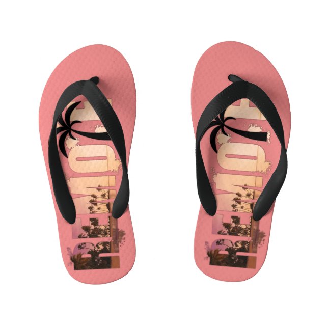 Sunset Beach Remote Word Art Kinderbadesandalen (Fußbett)