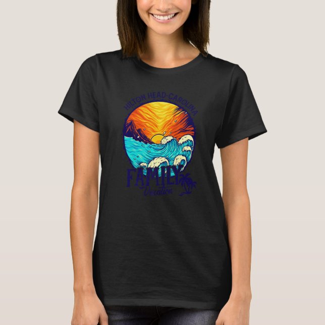 Sunset Beach Retro Hilton Head Carolina Family Vac T-Shirt (Vorderseite)
