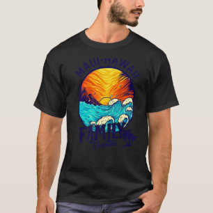 Sunset Beach Retro Maui Hawaii Matching Family Vac T-Shirt