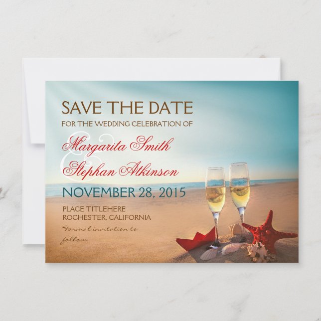 Sunset Beach Romantic Speichern Sie die Datumskart Save The Date (Vorderseite)
