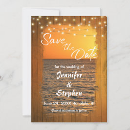 Sunset Beach Rustikale Typografie Wedding Rettete  Save The Date