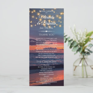 Sunset Beach String Light Summer Wedding Programme