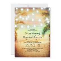 Sunset Beach & String Lights Faire-part de mariage
