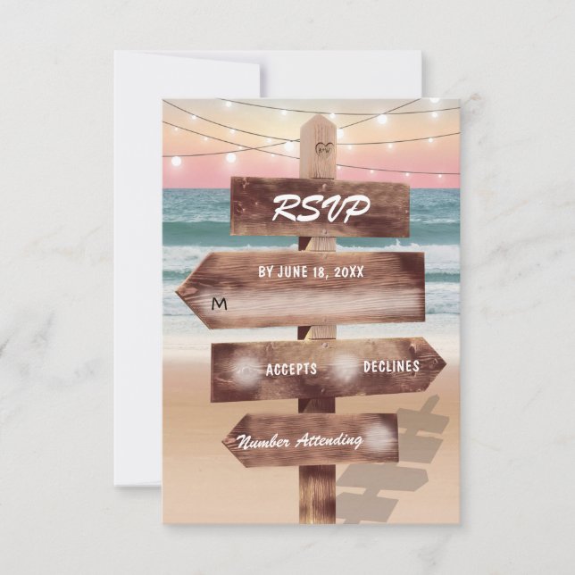Sunset Beach Tropical Destination Wedding RSVP (Devant)