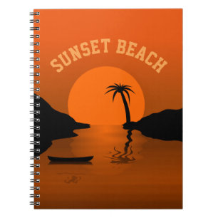 Sunset Beach Tropical Orange Sunset Notizblock