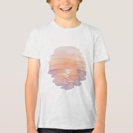 Sunset Beach Vibes – Minimalist Hand-Drawn Ocean Tri-Blend Shirt