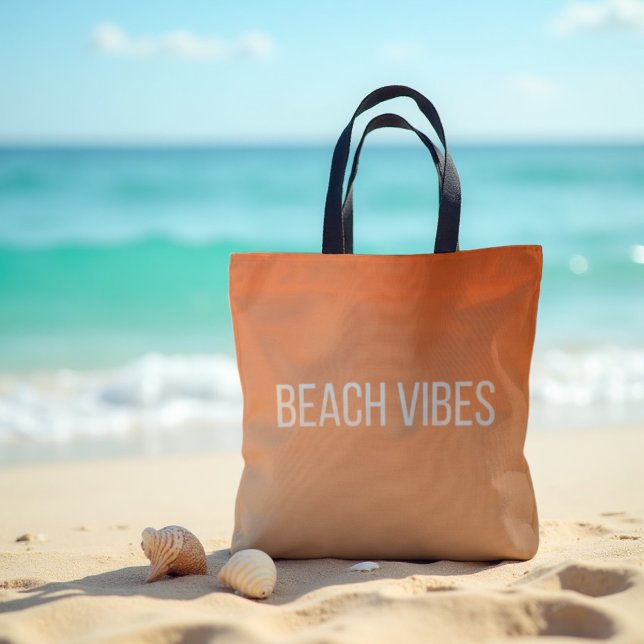 Sunset Beach Vibes - Modernes Design Tasche (Sunset gradient style. Essential 'Beach Vibes' tote for summer adventures.)
