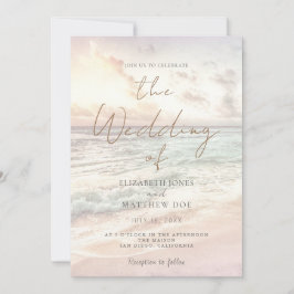 Sunset Beach Wedding Beachfront Wedding Invitation Einladung