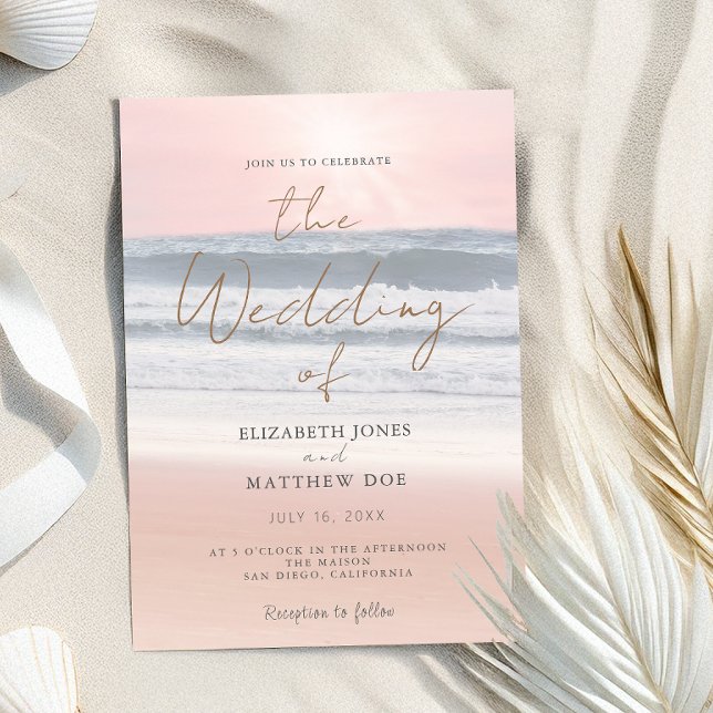 Sunset Beach Wedding Beachfront Wedding Invitation Einladung (Von Creator hochgeladen)