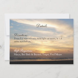 Sunset Beach Wedding Details Empfang Card Einladung