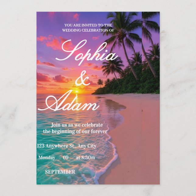 Sunset Beach Wedding Invitation (Devant)