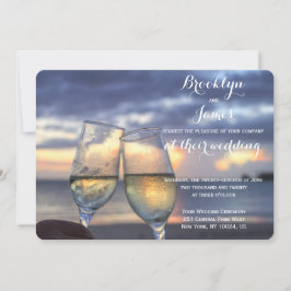 Sunset Beach Wedding Rounded Einladung