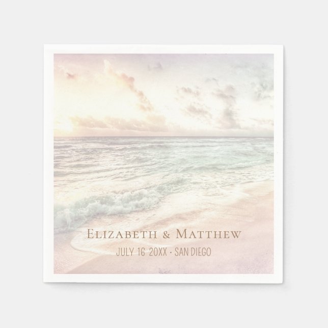 Sunset Beach Wedding | Seaside Wedding Serviette (Vorderseite)