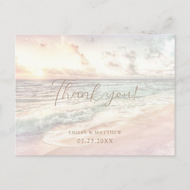 Sunset Beach Wedding Thank you Postcard Postkarte (Vorderseite)