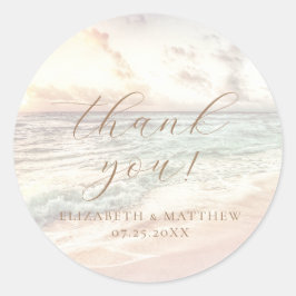 Sunset Beach Wedding | Thank You Sticker