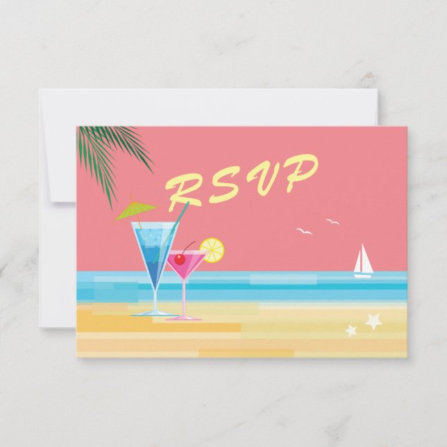 Sunset Beach Wedding UAWG RSVP Karte (Vorderseite)