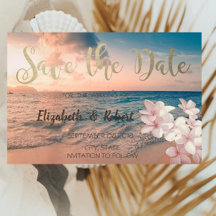 Sunset Beach Wedge, Plumeria Save the Date