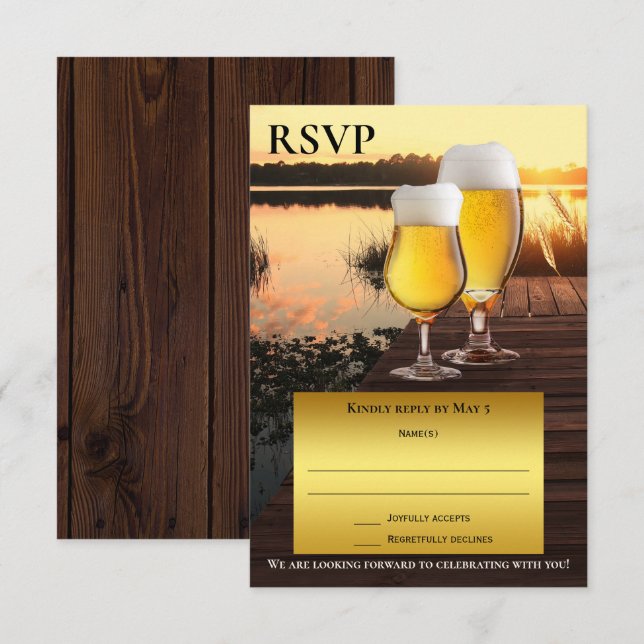 Sunset Beer Summer RSVP Card Einladung (Vorne/Hinten)