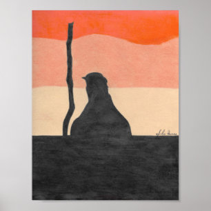Sunset Bird and Tree Silhouette von Julia Hanna. Poster