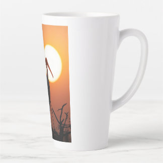 Sunset Bird on Branch - Natuerliche Mauer Milchtasse