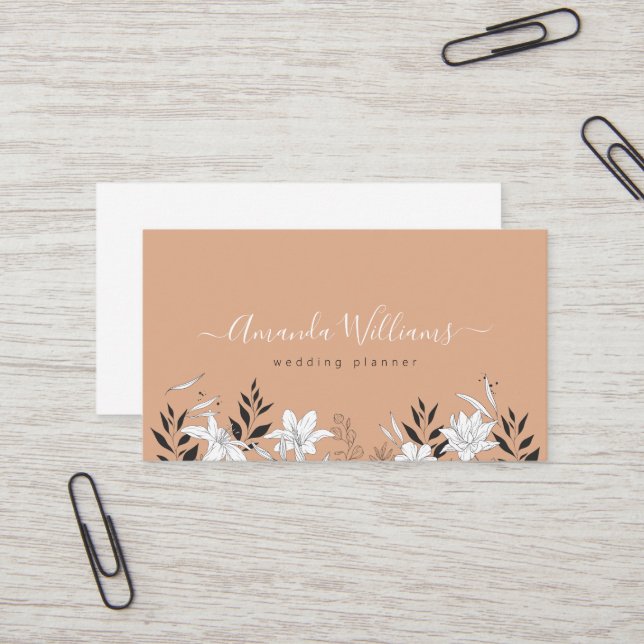 Sunset Boho Floral Design Business Card Visitenkarte (Vorderseite/Rückseite Beispiel)