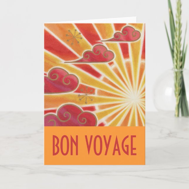 Sunset 'Bon Voyage' Karte orange (Vorderseite)
