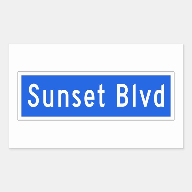 Sunset Boulevard, Los Angeles, CA Street Sign Rechteckiger Aufkleber (Vorderseite)