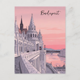 Sunset Budapest Ungarn Fisherman's Bastion Reise Postkarte