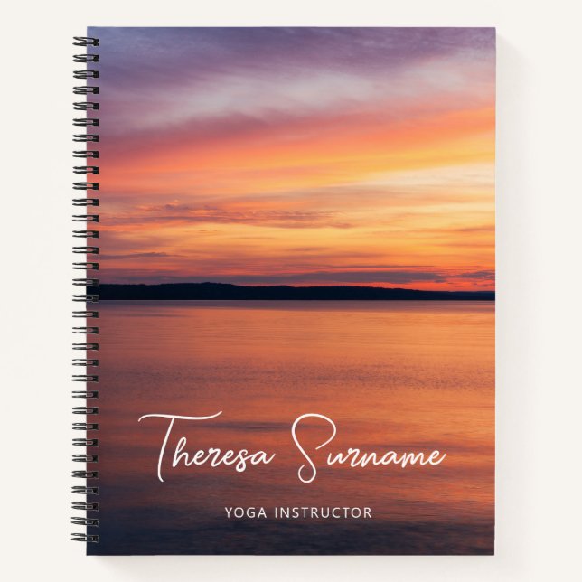 Sunset by a Lake Yoga Lehrer Yoga Instructor Notizbuch (Vorderseite)