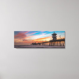 Sunset by Huntington Beach Pier in Kalifornien Leinwanddruck