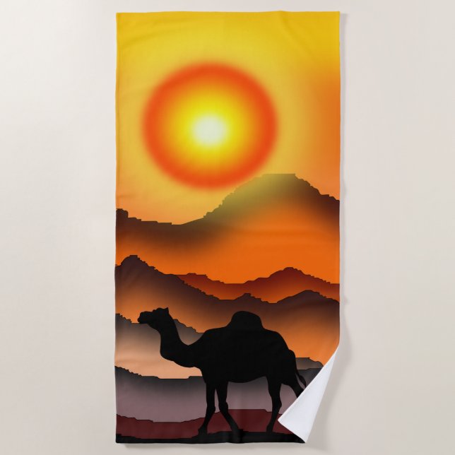 Sunset Camel Beach Handtuch (Vorderseite)