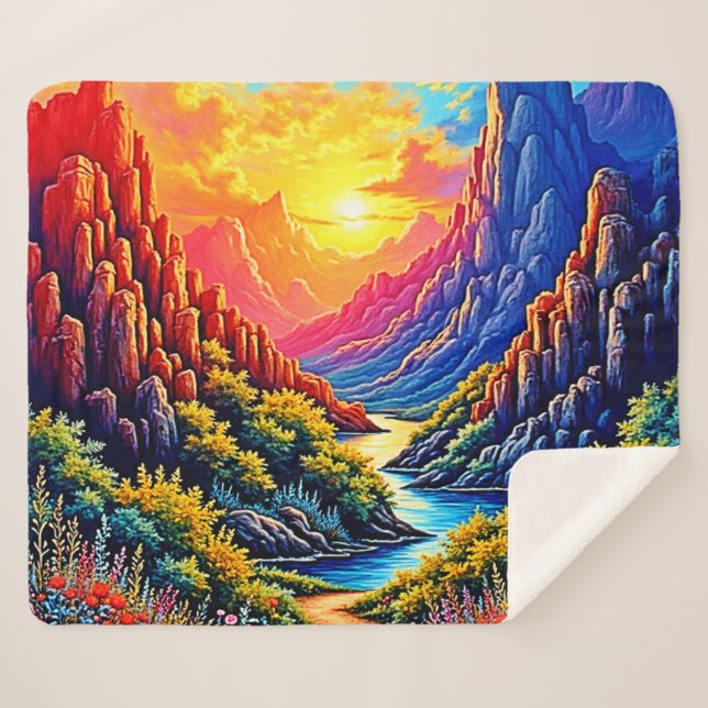  Sunset Canyon River Art Sherpadecke (Vorderseite (Horizontal))