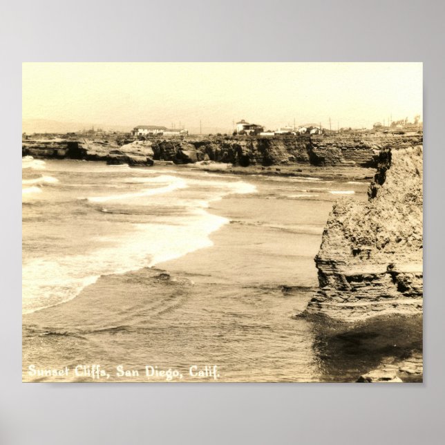 Sunset Cliffs, San Diego, Kalifornien Vintag Poster (Vorne)