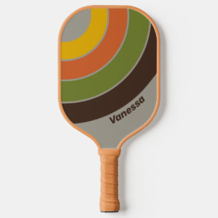 Sunset Clover Kreis Streifen mit Namen Pickleball Schläger