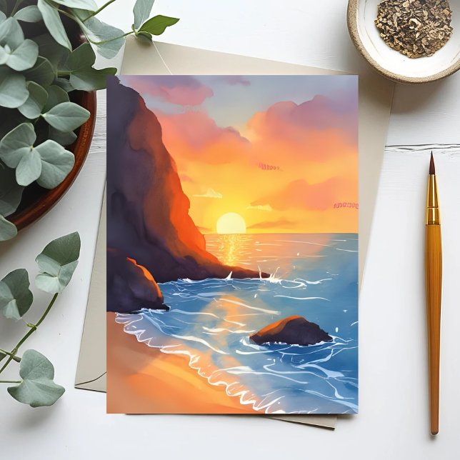 Sunset Coast | Meereswellen Postkarte (Von Creator hochgeladen)