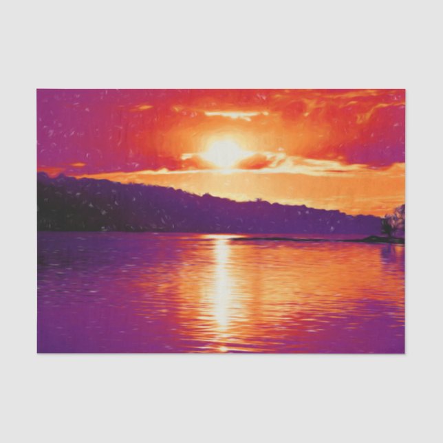 Sunset Coastal Beach Orange Lila Art Decoute Seidenpapier (Vorderseite)