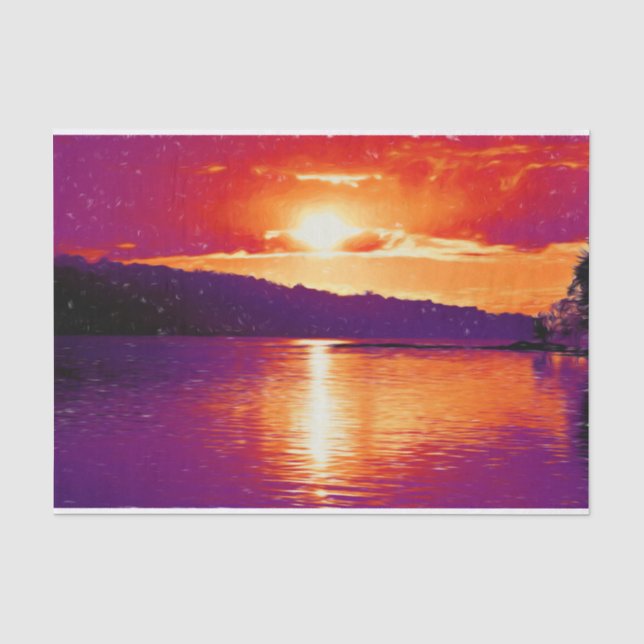 Sunset Coastal Beach Orange Lila Art Decoute Seidenpapier (Vorderseite)