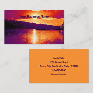 Sunset Coastal Beach Orange Lila Szene Visitenkarte