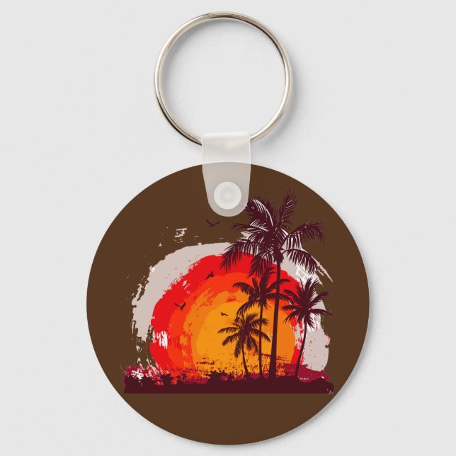 sunset coco palm tree schlüsselanhänger (Vorderseite)