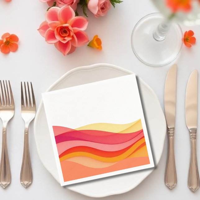Sunset Color Waves Modern Wedding Serviette (Sunset Color Waves Modern Wedding Napkins )